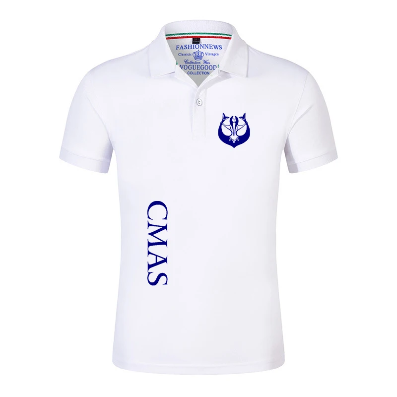 

Рубашка-поло из 100% хлопка с короткими рукавами для подводного плавания CMAS, летняя брендовая дизайнерская футболка, повседневный модный деловой мужской топ