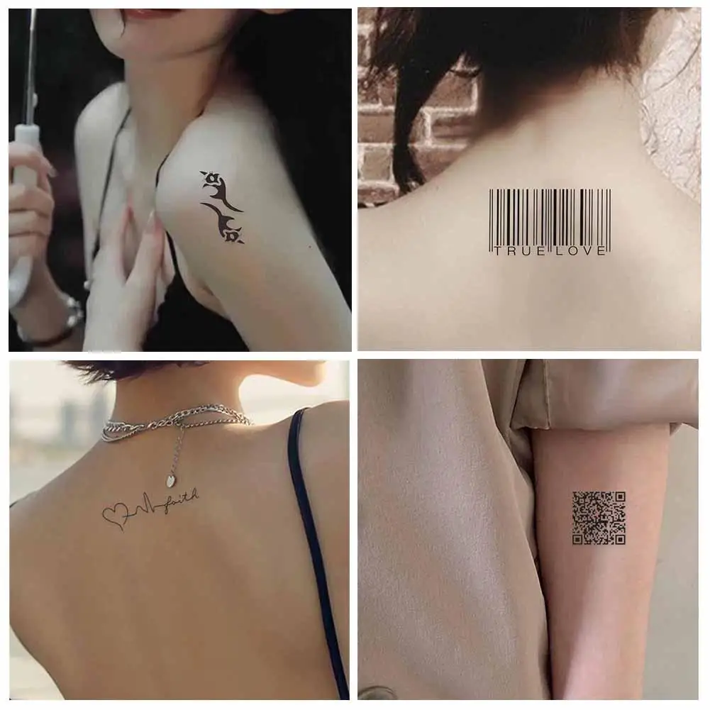 Tattoo Sticker Waterproof Body Art Sex Waterproof Temporary Tattoos For Men And Women Individuality 3D Barcode Design P0F7