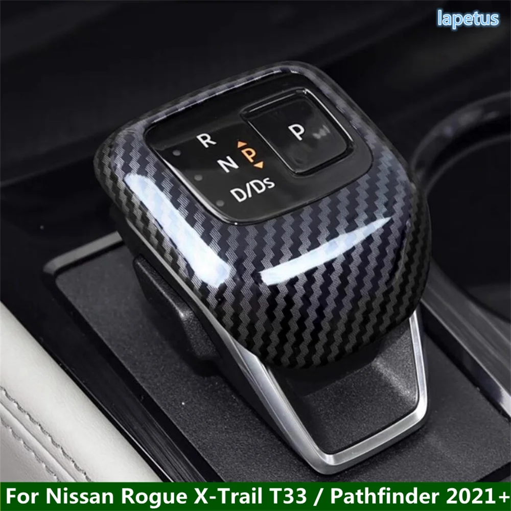 

ABS Carbon Fiber Style Gear Shifter Knob Head Cover Trim For Nissan Rogue X-Trail T33 / Pathfinder 2021 - 2024 Car Accessories