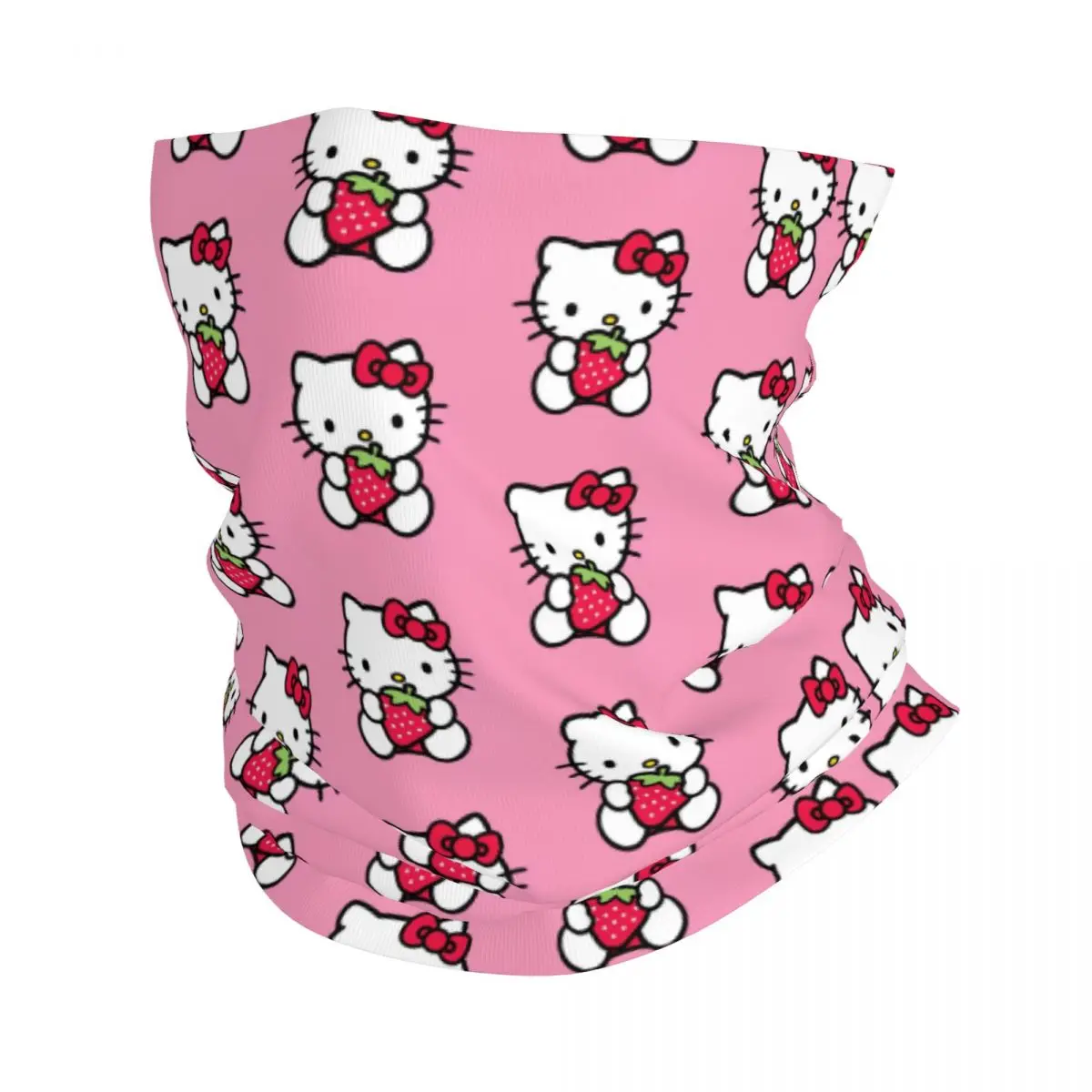 Custom Sanrio Hello Kitty Bandana Neck Gaiter UV Protection Face Scarf Cover Women Men Cartoon Headband Tube Balaclava