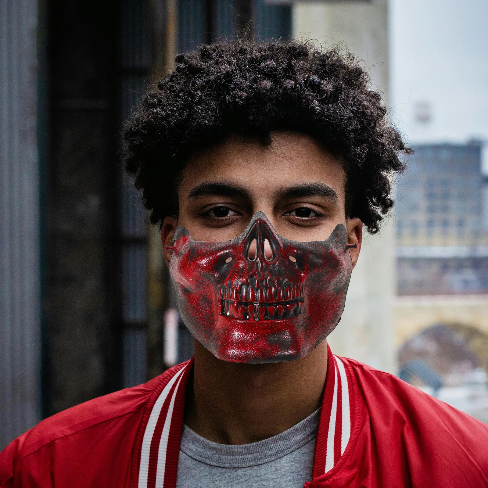 Demi-masque réaliste avec visage de crâne, 3 pièces, pour Halloween, carnaval, fête, Cosplay, Costume d'horreur, masque effrayant pour hommes et femmes