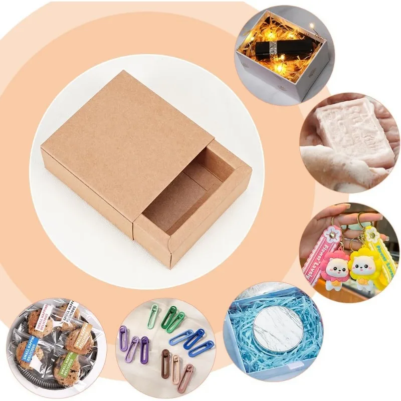 20 Pack Kraft Paper Drawer Box Festival Gift Wrapping Boxes Soap Jewelry Candy Weeding Party Favors Gift Packaging Boxes