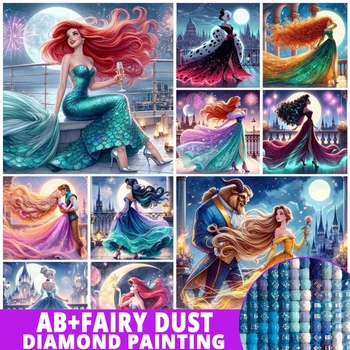 Hada polvo AB dibujos animados princesa Disney arte lindo diamante pintura Cenicienta sirena Ariel bordado de diamantes de imitación regalos para niños