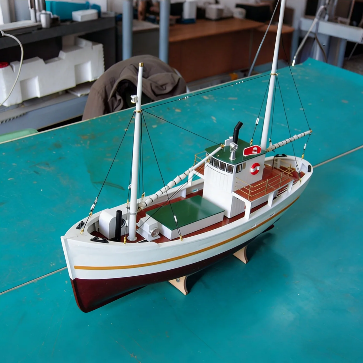 

1/32 Scale RC Ships 63cm Artur Remote Control Trawler Fishing Boat with Fully Detailed Accessories RC Schiffe Model Kit Ship Toy