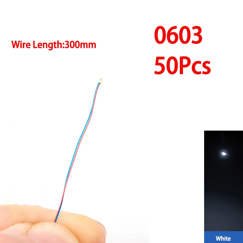 SANMERSEN 50 teile/beutel 0402 0603 0805 1206 SMD Lampe Wired Micro Litz Led Vorgelötet Chip Wired 30 cm 3 V DIY Eisenbahn Modelle Szenen Spielzeug Licht 7