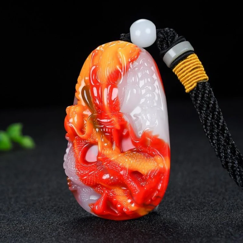 Hetian Yulong Handheld Item and Tian Caiyu Zodiac Dragon Handheld Play Item Original Stone Handheld Item talisman pendant