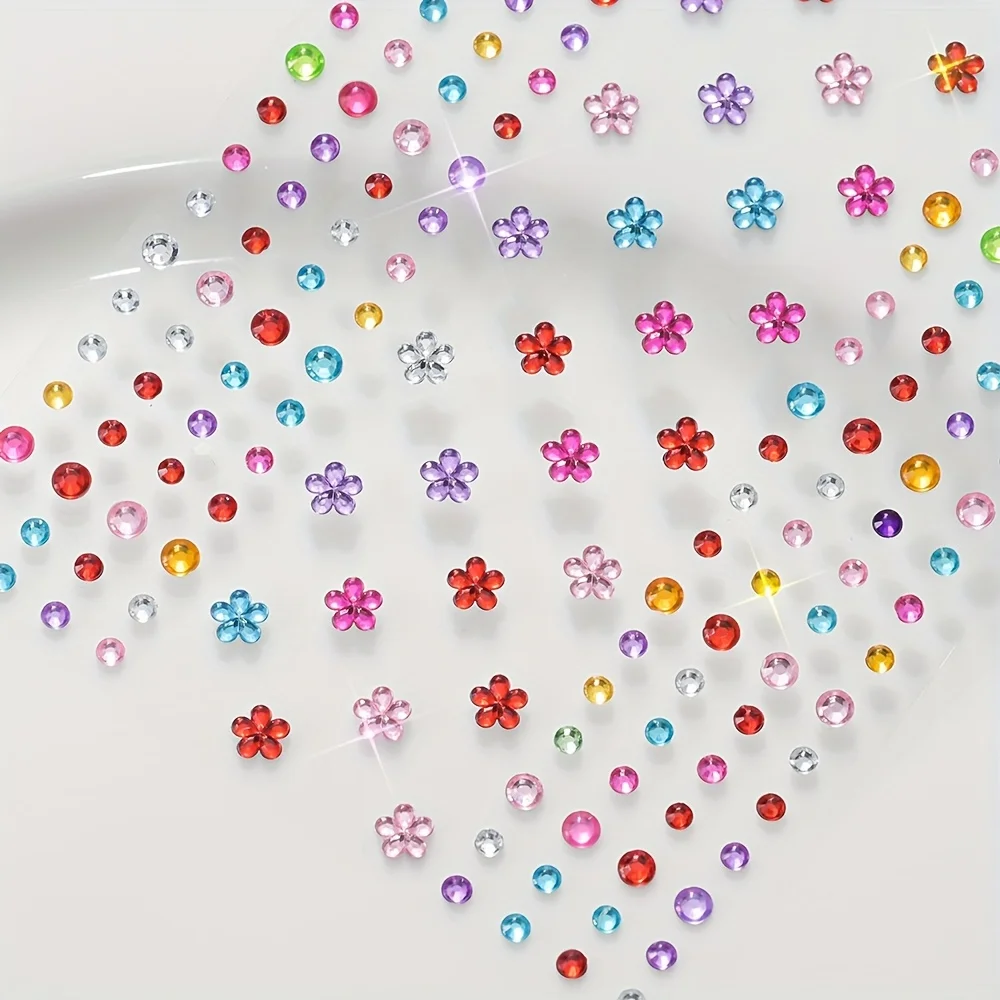 1 Sheet Colorful Shiny Rhinestone Stickers Gemstone-like Facial Self-adhesive Jewelry Stickers for DIY Makeup Festival Parties - view 6