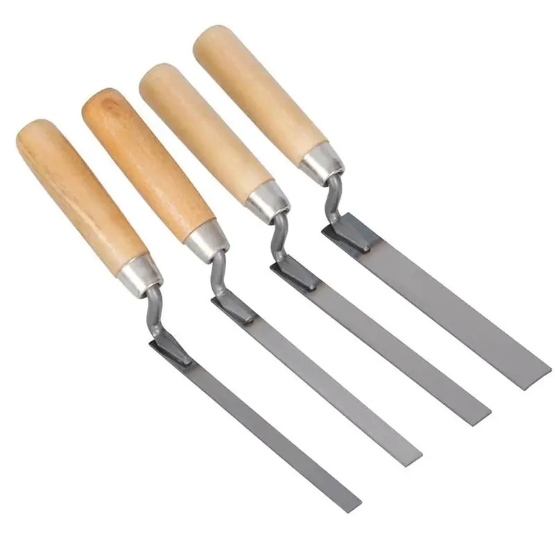 【happy】フィンガーポインティングこてセットツール、人間工学に基づいた木製ハンドル付き、8-10-12-15mmレンガジョインター、建築業者やdiy石工用