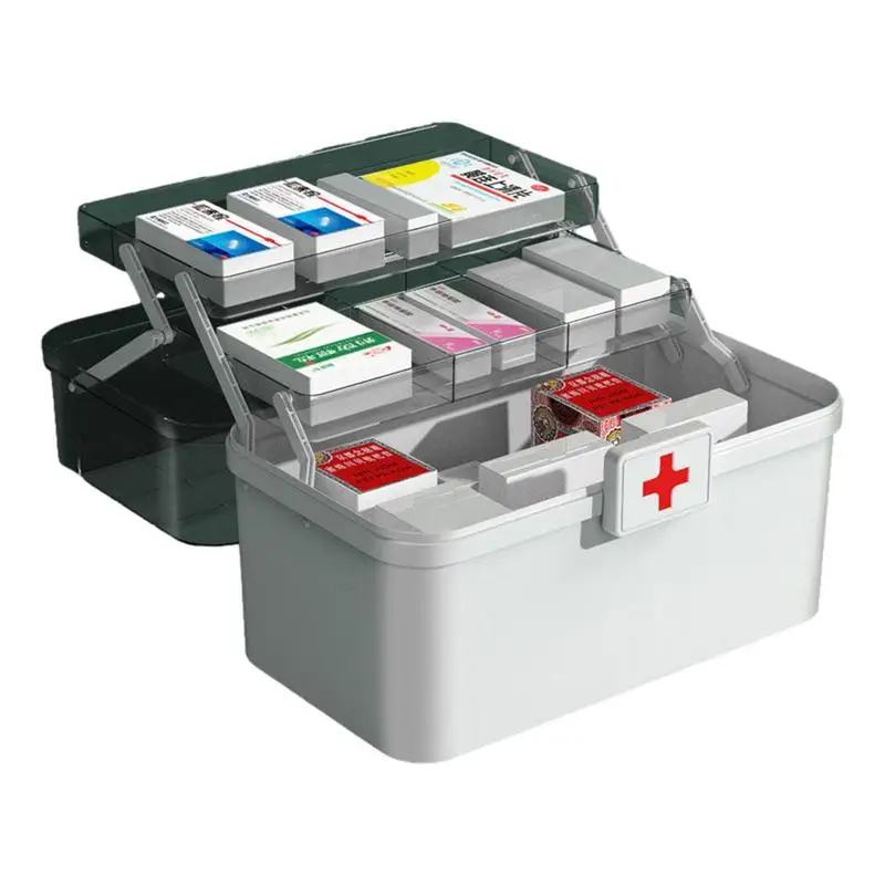 First Aid Kit Medicine Storage Box Portable Emergency Box Household Double Layers Medicine Boxes Medical Kit Storage Organizer