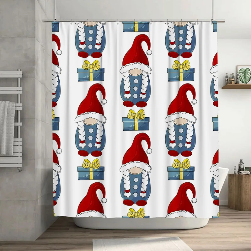

TU Рождественские гномы занавеска для душа праздничный праздник лес домашний декор водонепроницаемая тканевая занавеска для ванны лесной Cottagecore Xmas Gi