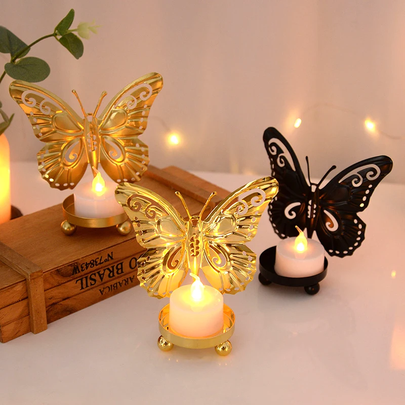 Butterfly Iron Candlestick for Wedding Birthday Theme Party Table Centerpieces Decor Candle Holder Home Decoration Supplies