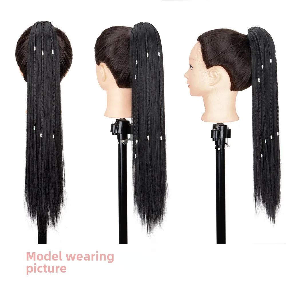 Extensions de queue de cheval synthétiques pour femmes et filles, pince à griffe, cheveux longs et raides, pince à mâchoire, morceaux de cheveux, 55cm