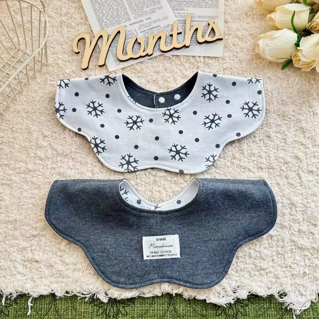 Baberos de Algodón para Bebés Recién Nacidos, Estilo Floral Pastoral, Pañuelo Bandana para Niños y Niñas, Toalla para la Saliva - Accesorio de Ropa Unisex para Bebés
