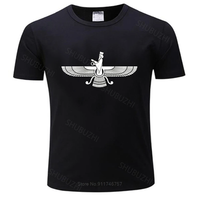 fashion t-shirt men crew neck tees Farvahar Iran Persia Symbol Men T Shirt Iranian Persian Zoroastrian male cotton tee-shirt