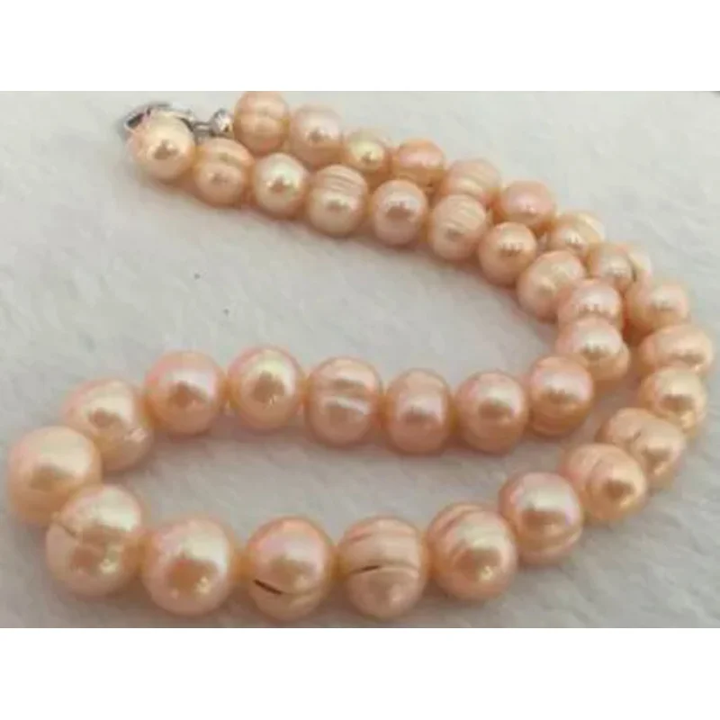 9-10mm South Sea Baroque rose gold pearl nelace 18 