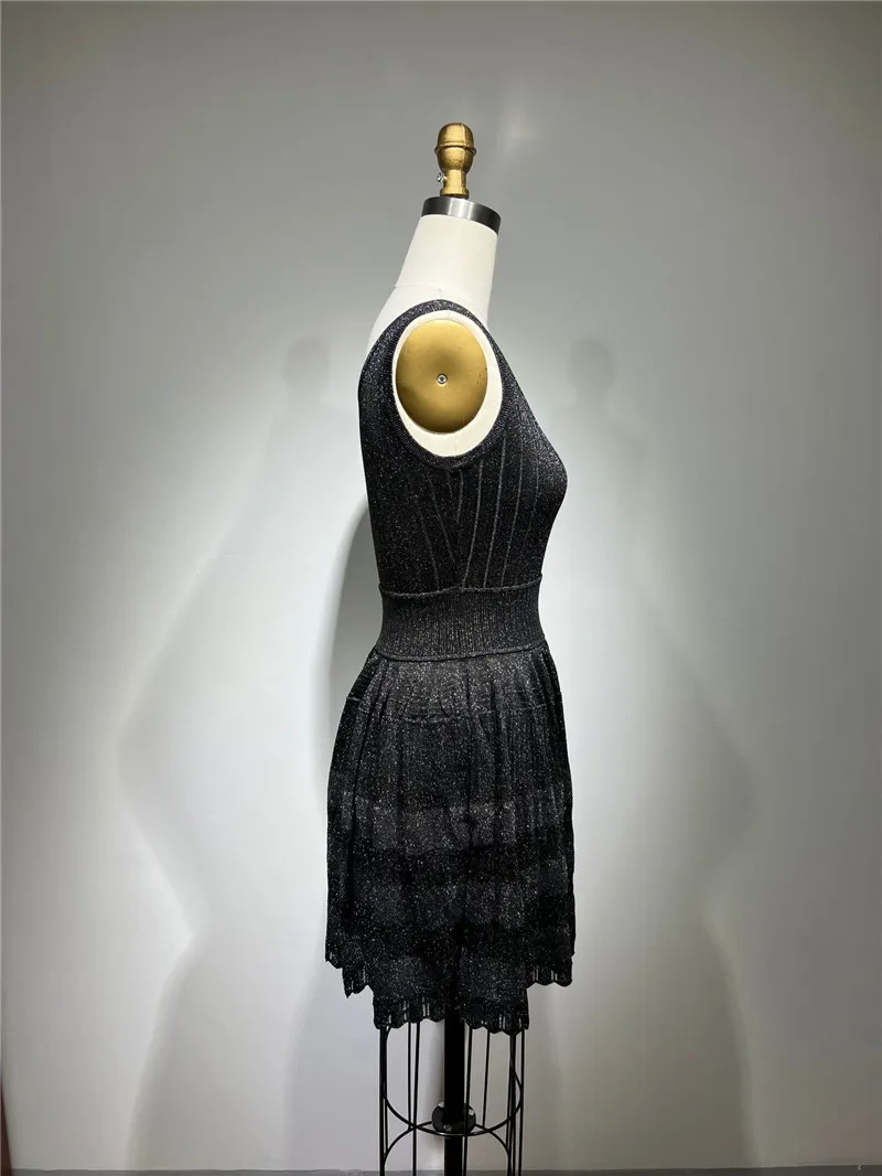 Elegante vestido em linha A feminino, bodycon alto, metal brilhante, roupa casual de verão, novo, 2023