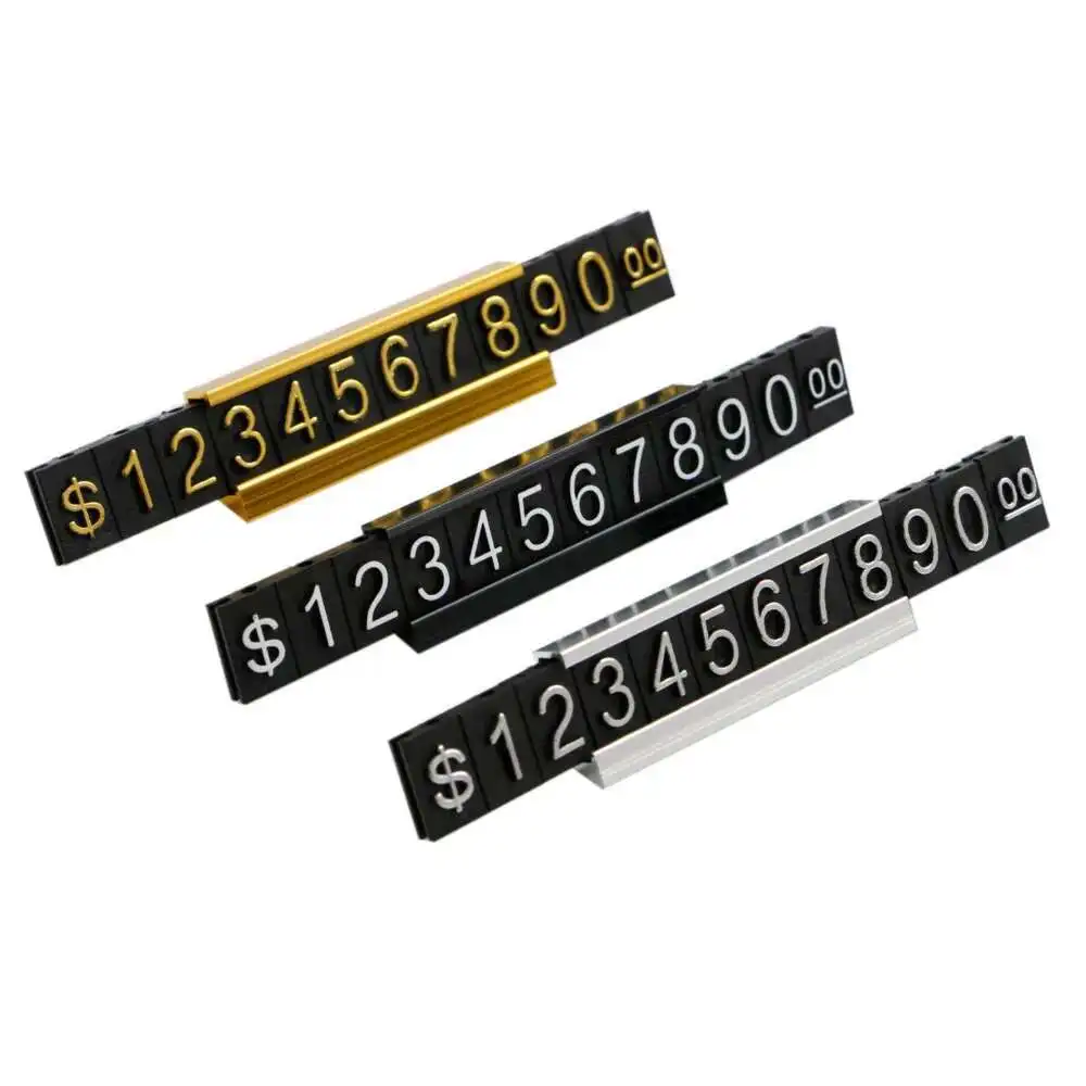 100 قطعة سعر المجوهرات عرض التسمية العلامة قابل للتعديل مجتمعة عدد التجزئة مكعب الجمعية علامة رقمية مع حامل معدني