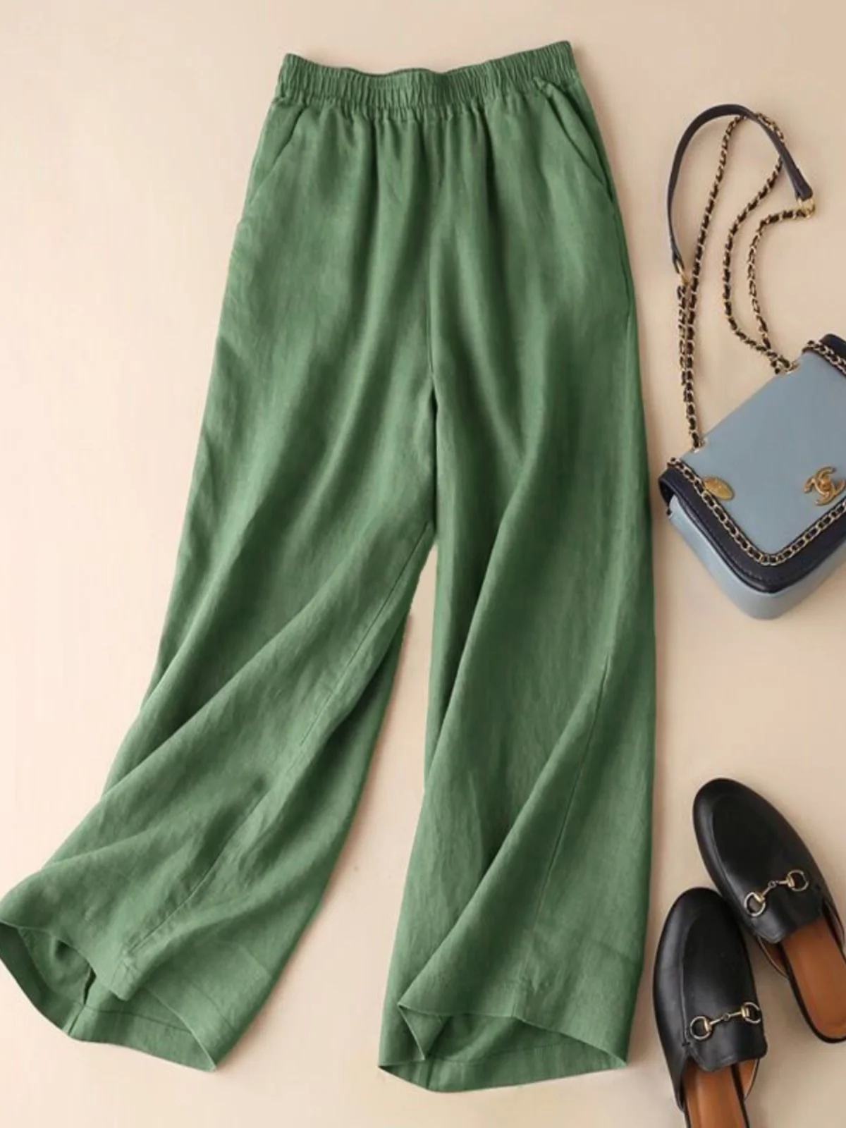 Plus Size Cotton and Linen Women's Pants Summer Thin Middle-Aged Ladieswear Cropped Pants Plus Size Ladies Cotton Straight-le...
