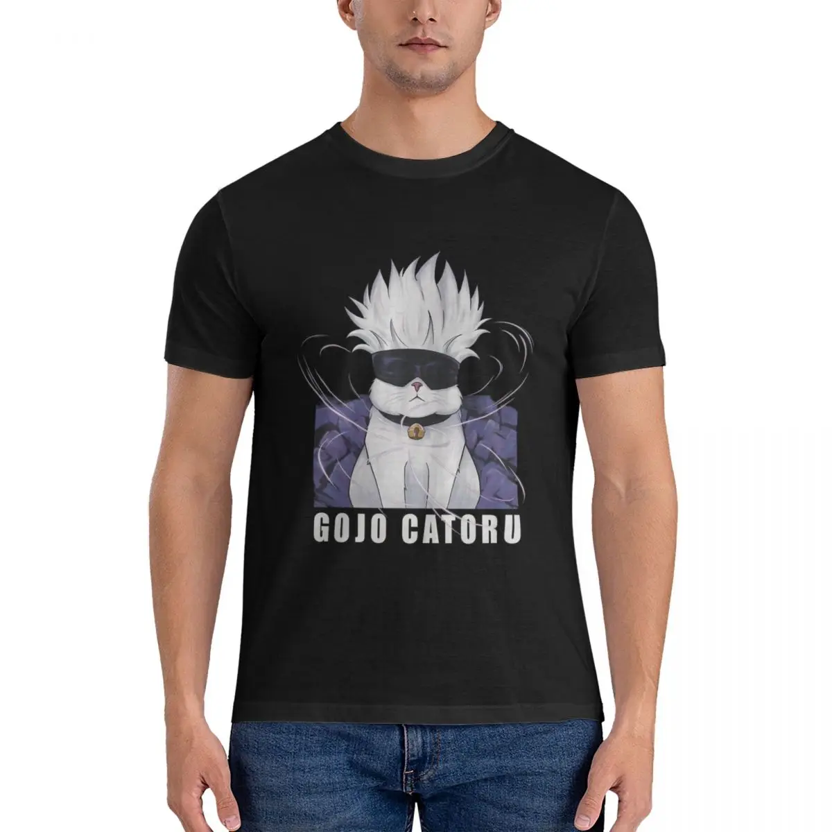 Gojo Catoru Premium Men's T Shirts jujutsu kaisen Tee Shirt Round Neck T-Shirt 100% Cotton mens clothing official-website fugees