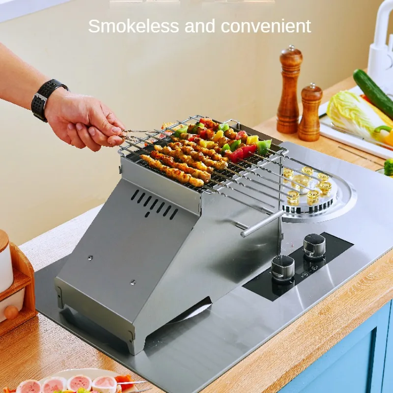Parrilla eléctrica de cocina para el hogar, horno de barbacoa de Gas para interiores, Parrilla Electricaa de acero inoxidable sin humo, desmontable
