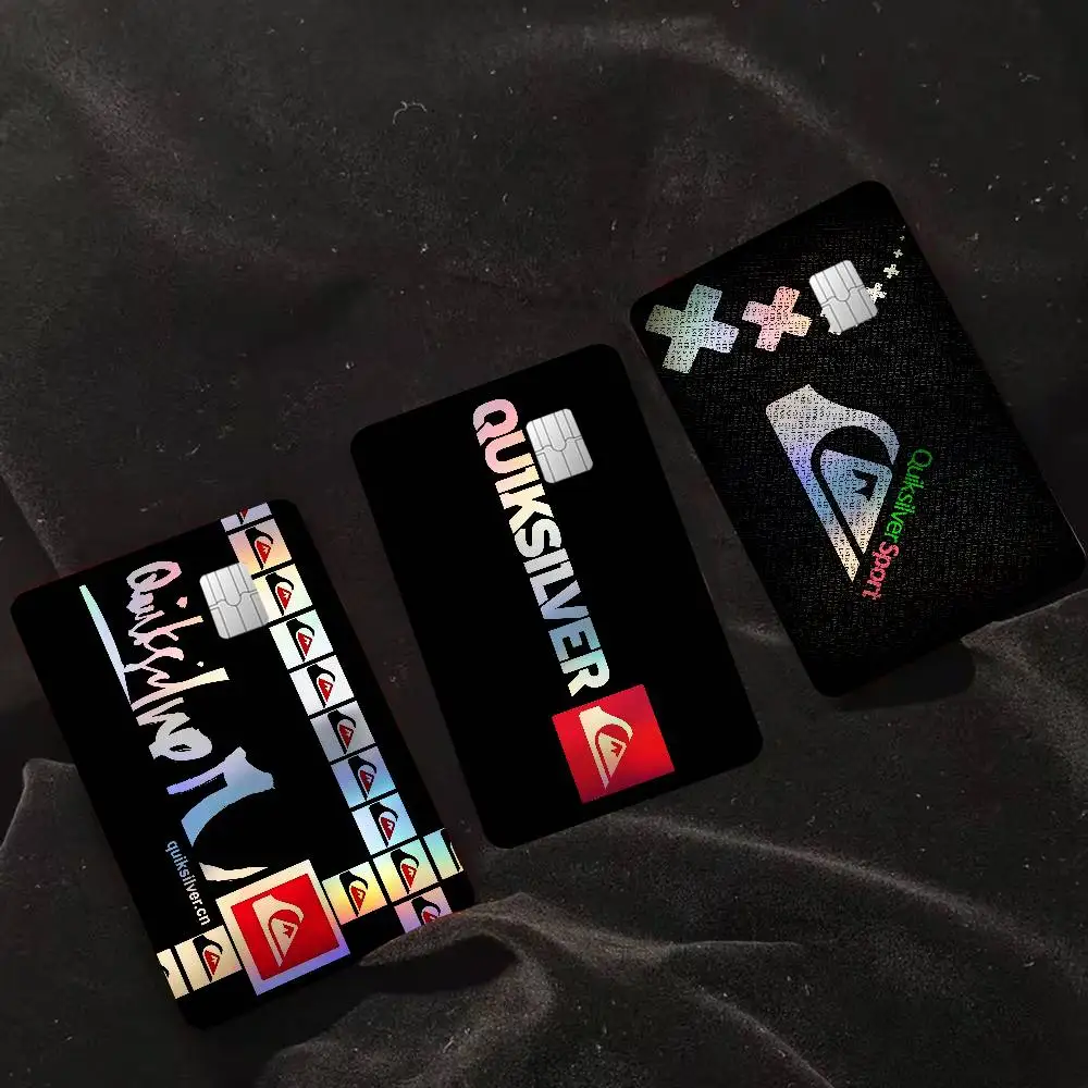 Adesivos de Cartão de Banco Q_Quiksilvers com Efeito Laser Brilhante, Ornamento Adesivo para o Dia a Dia