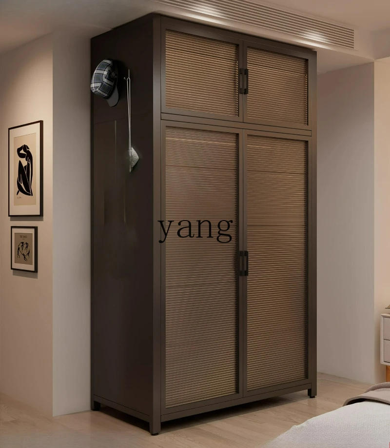 LTT metal wardrobe household bedroom steel leather wardrobe simple assembly small apartment storage cabinet