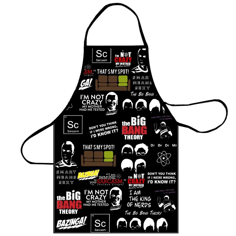 The Big Bang Theory Apron Grill Kitchen Chef Apron Professional for BBQ, Baking, Cooking for Men Women 68X95cm