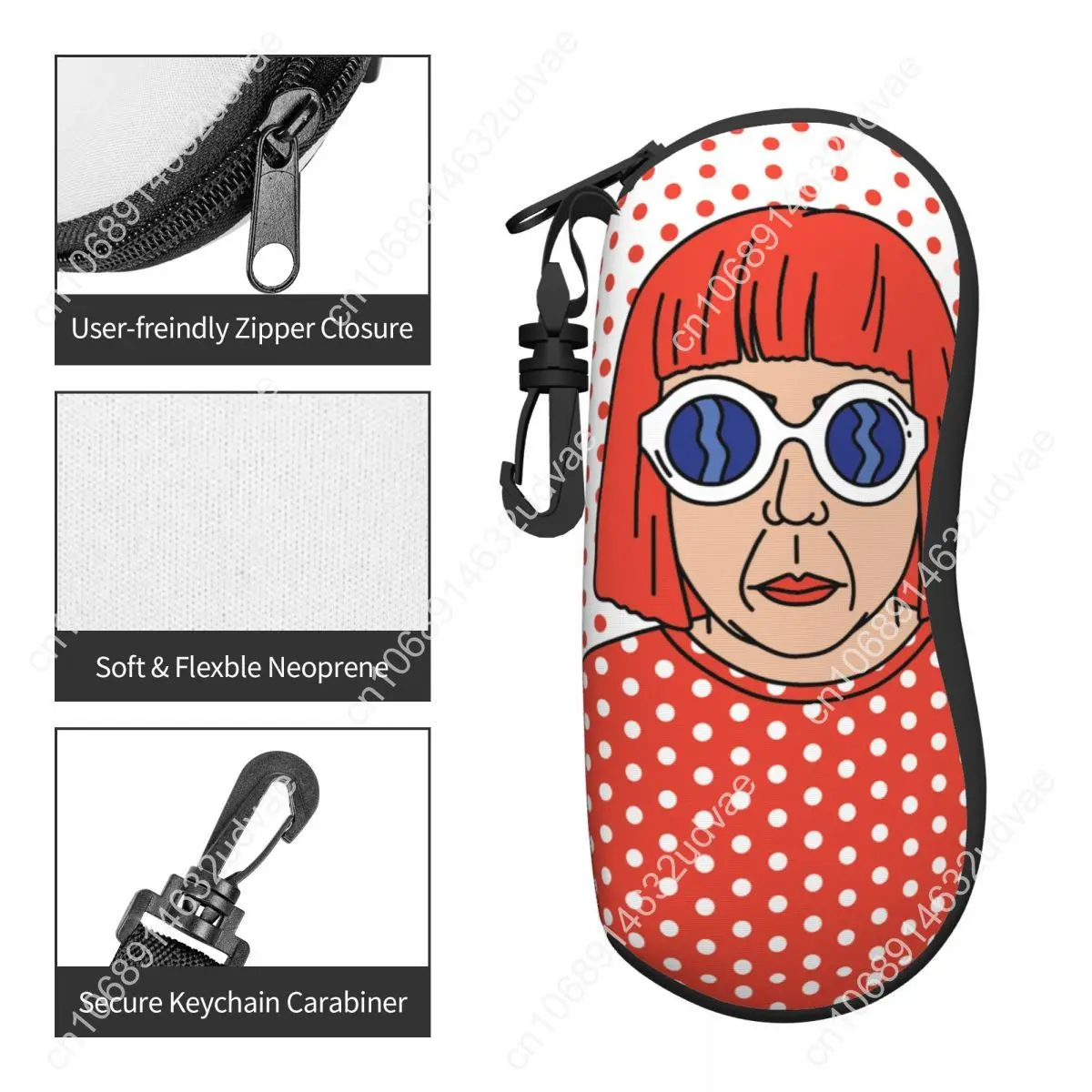 Custom Yayoi Kusama Self Portrait Eyeglass Glasses Case Women Men Soft Sunglasses Protective Pouch
