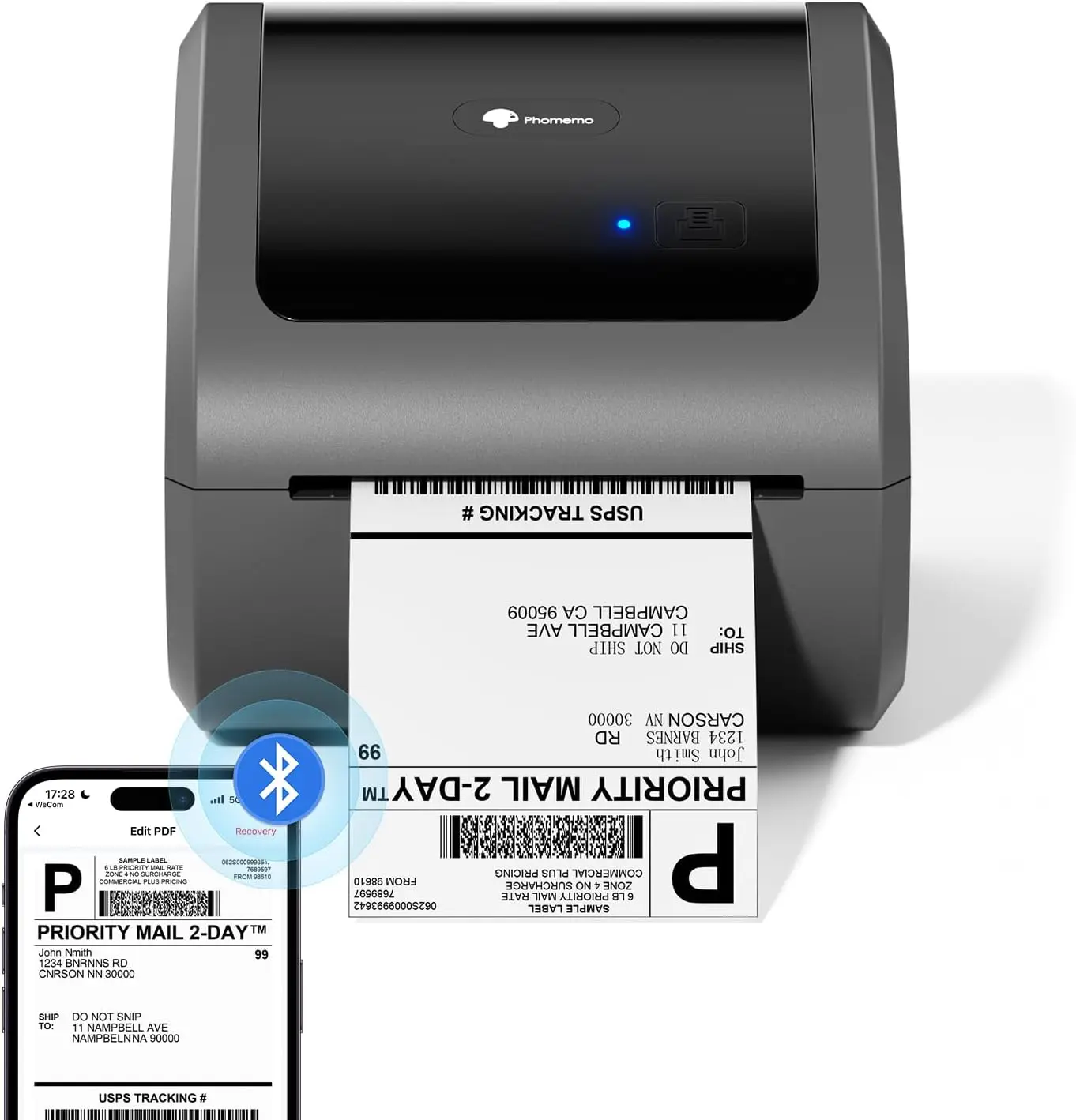 Pomemo Bluetooth Thermal Label Printer 4x6 - D520BT Thermal Shipping Label PrinterWireless Label Printer for Shipping Packages