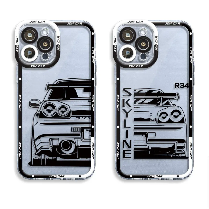 JDM Dream-funda de teléfono para coche, funda suave transparente para Apple iPhone 11 13 Mini XS Max XR SE 14 12 Pro 7 8 15 Pro Max 15