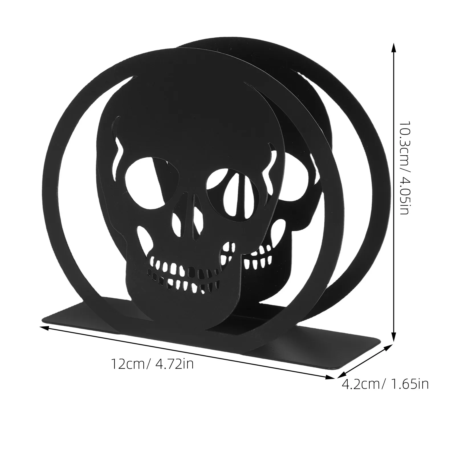 Halloween Skull Napkin Holder Black Metal Modern Kitchen Dining Table Decor Non Slip Feet Home Bar Party Accessory view 4