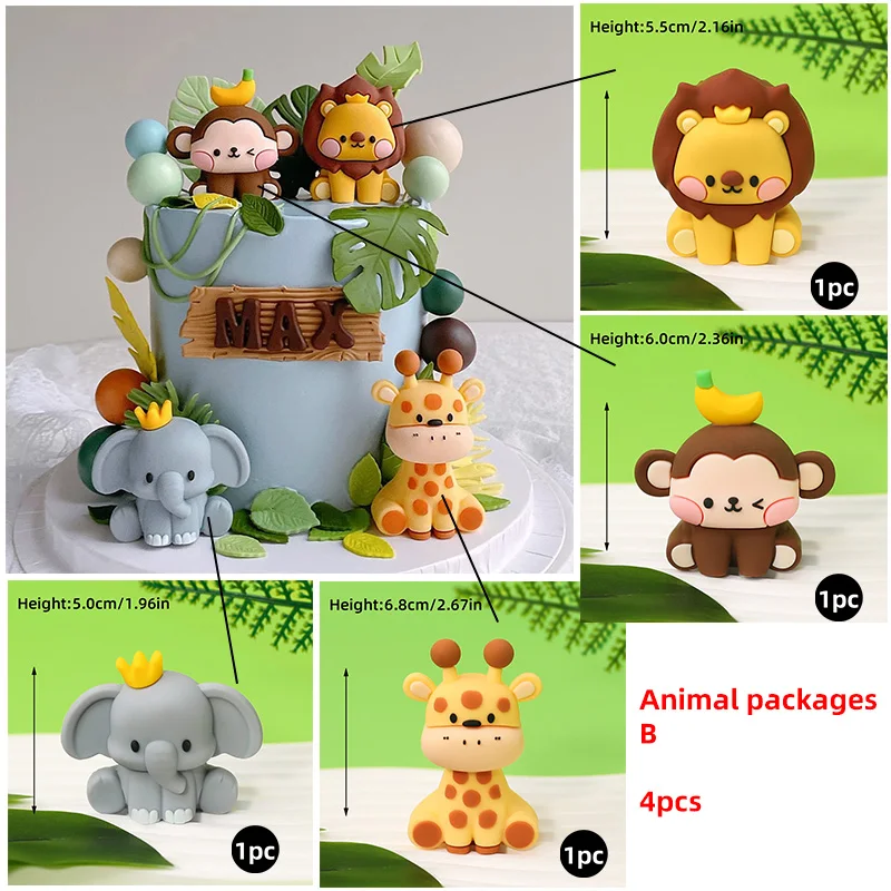 Wald Kleintiere Kuchendeckel Eichhörnchen, Nilpferd, Zebra, Giraffe, Gräser, Obstbäume für Jungen Kindergeburtstag Partydekorationen – Detail 23