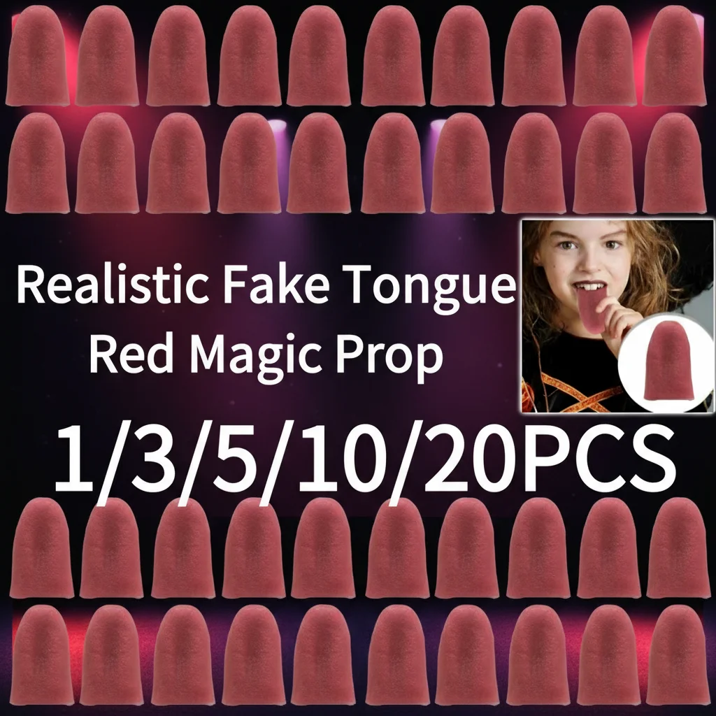 1/3/5/10/20PCS Halloween Prank Fake Tongue 5.53.81.2cm Red TPR Realistic Magic Prop Portable Gag Trick Toy for April Fools Day