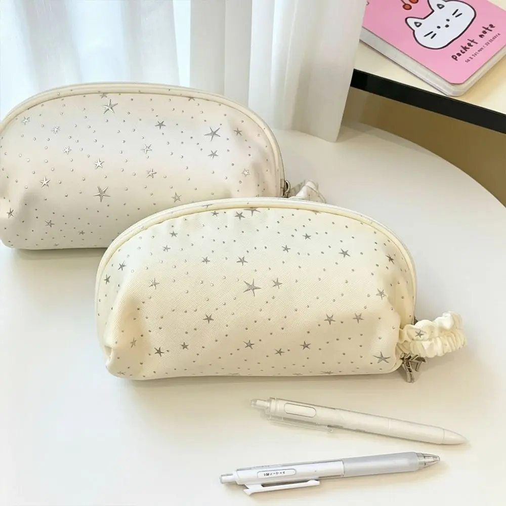 Multi-Compartment Star Polka Dot Pencil Case Multi-layer Shell-Shape Pen Bag Large Capacity Stationery Organizer Gift