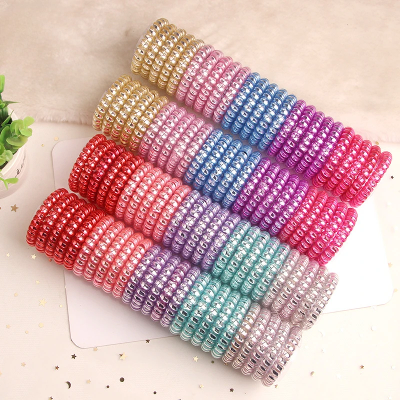 Colorful Telephone Cord Hair Ties 50pcs Elastic Bands Fashionable Hair Ring Candy-colored Headwear Hair Accessory