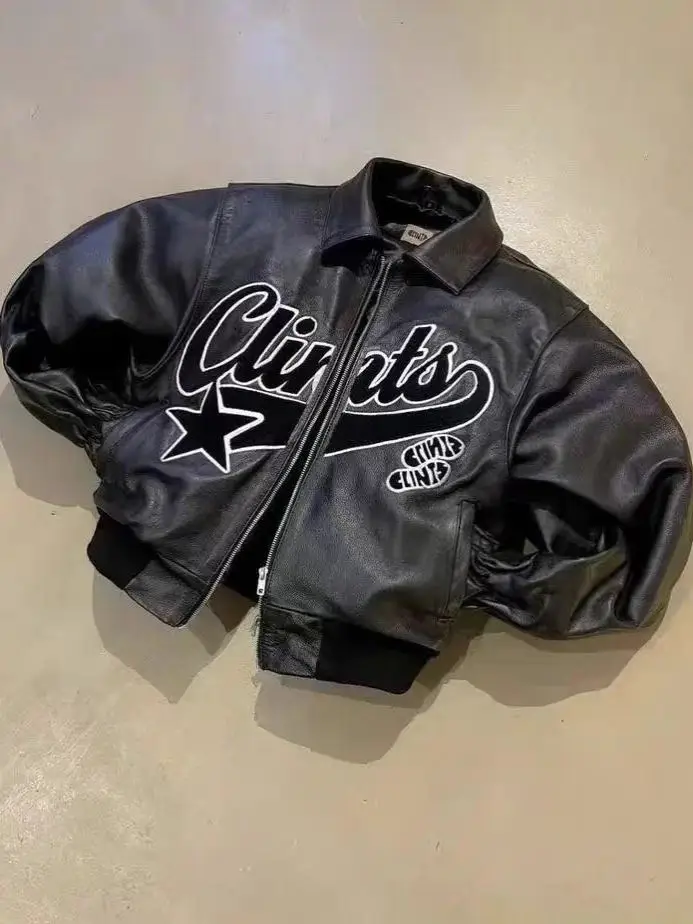 

Y2K Millennium Sle, мужское винтажное пальто из искусственной кожи на молнии, модное брендовое мотоциклетное пальто High Street