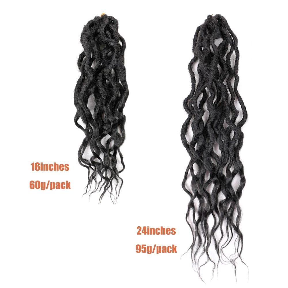 Sambaid-Faux Locs Crochet extensões do cabelo, Ondulado Deusa Locs, Encaracolado Termina, Trança sintética