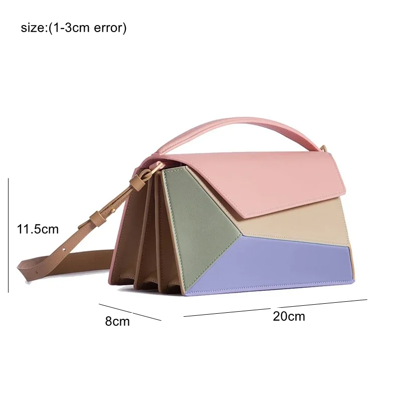 New Türkiye Geometric Design Messenger Bag Women Leather Contrast Rhombic Organ Bags Small Square High Texture Crossbody Handbag