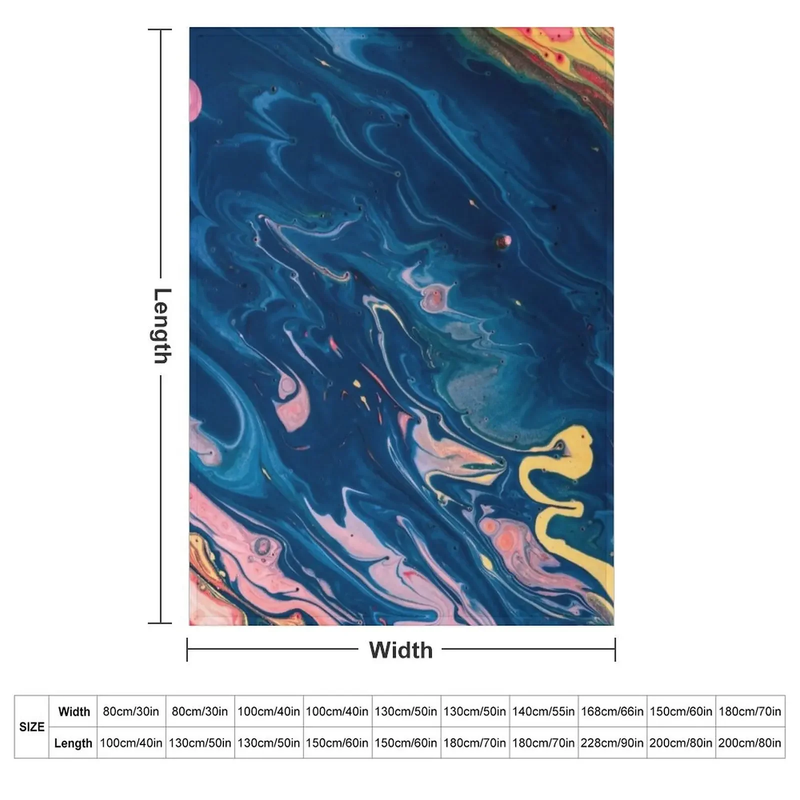 Marble Swirls of Dark Blue Pink Red and Yellow Abstract Pattern Throw Blanket couch cozy soft plush fuzzy picnic outdoor blanket