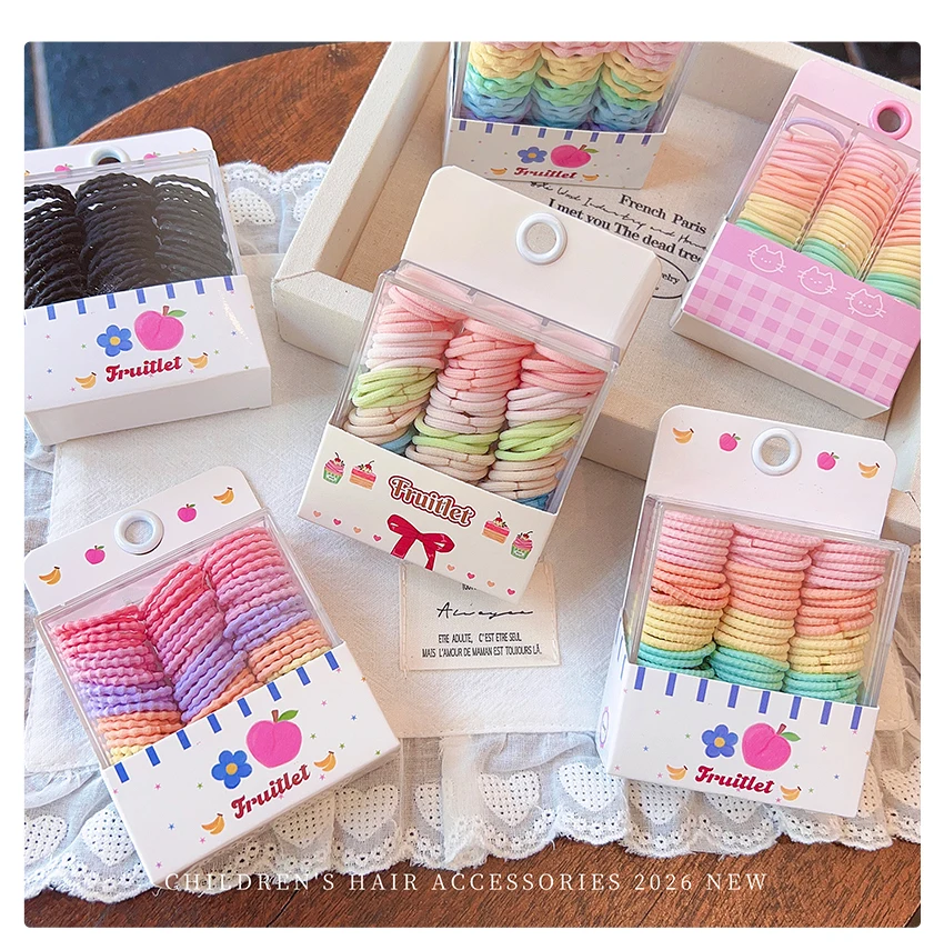 2026 Modische Kinder Mini-Haargummis im Set, Weiche Nylon-Stoff-Haarbänder in Bonbonfarben, Hochelastische Haargummis für Mädchen und Kleinkinder – Detail 4
