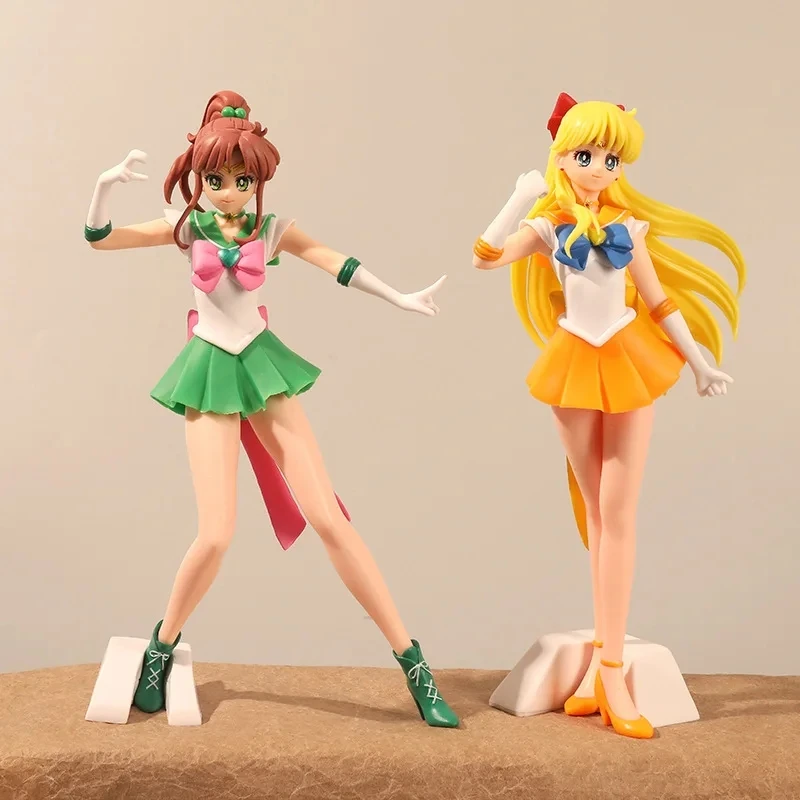 Figura de Anime Sailor Moon de 22cm, Hino Rei Mizuno Ami Sailor Mars Mercury, adorno de decoración, modelo de acción de Pvc, abalorio para niños, regalo, juguete de Hobby
