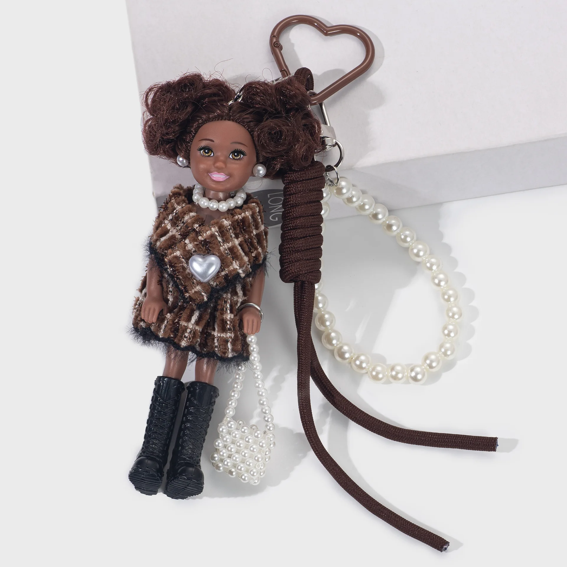 Version coréenne petit Style parfumé peau noire africaine princesse poupée pendentif porte-clés Premium sens mode sac décor mignon cadeau