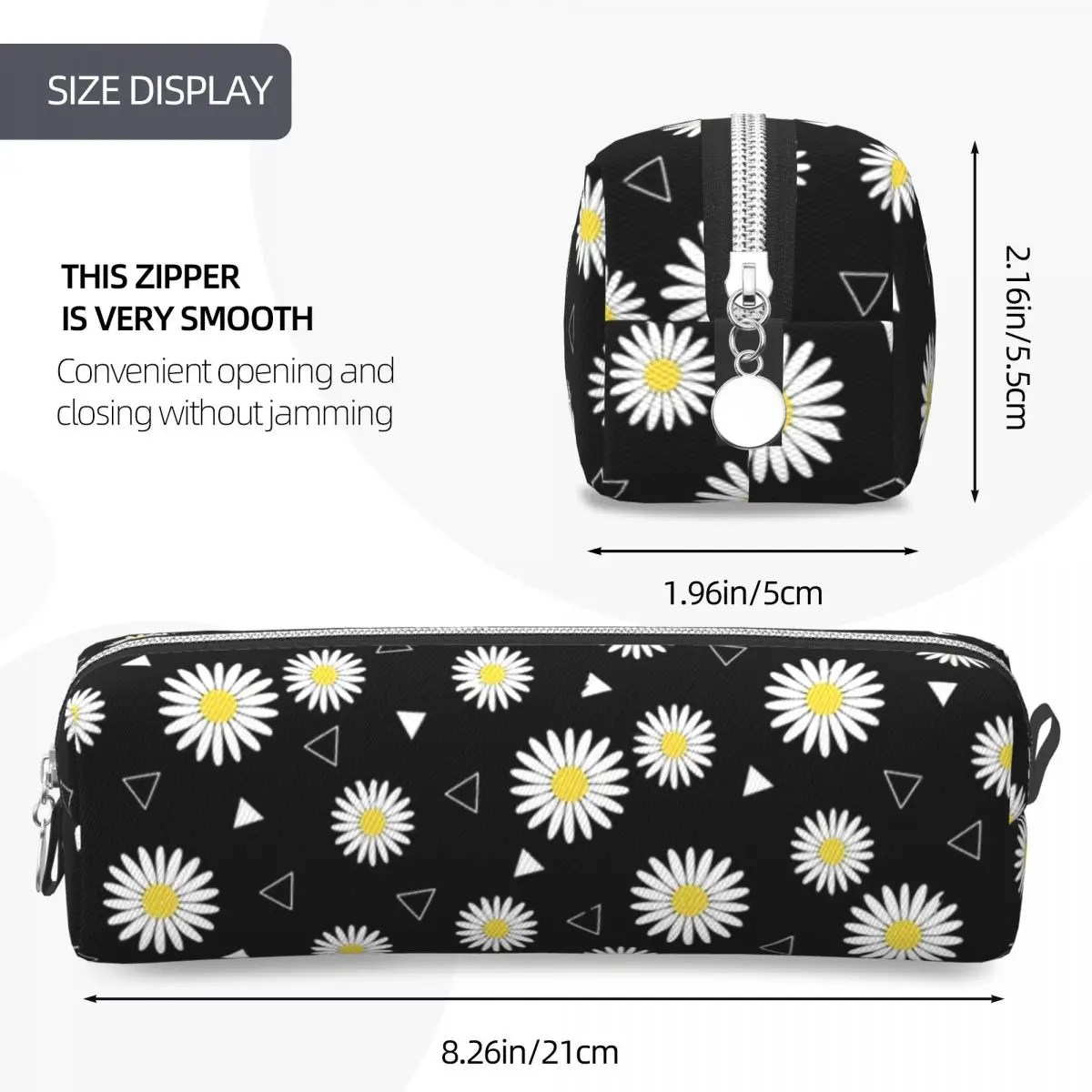 Daisy Floral Pencil Case Flower Pencil Box Pen for Girl Boy Large Storage Pencil Bags Students School Zipper Stationery