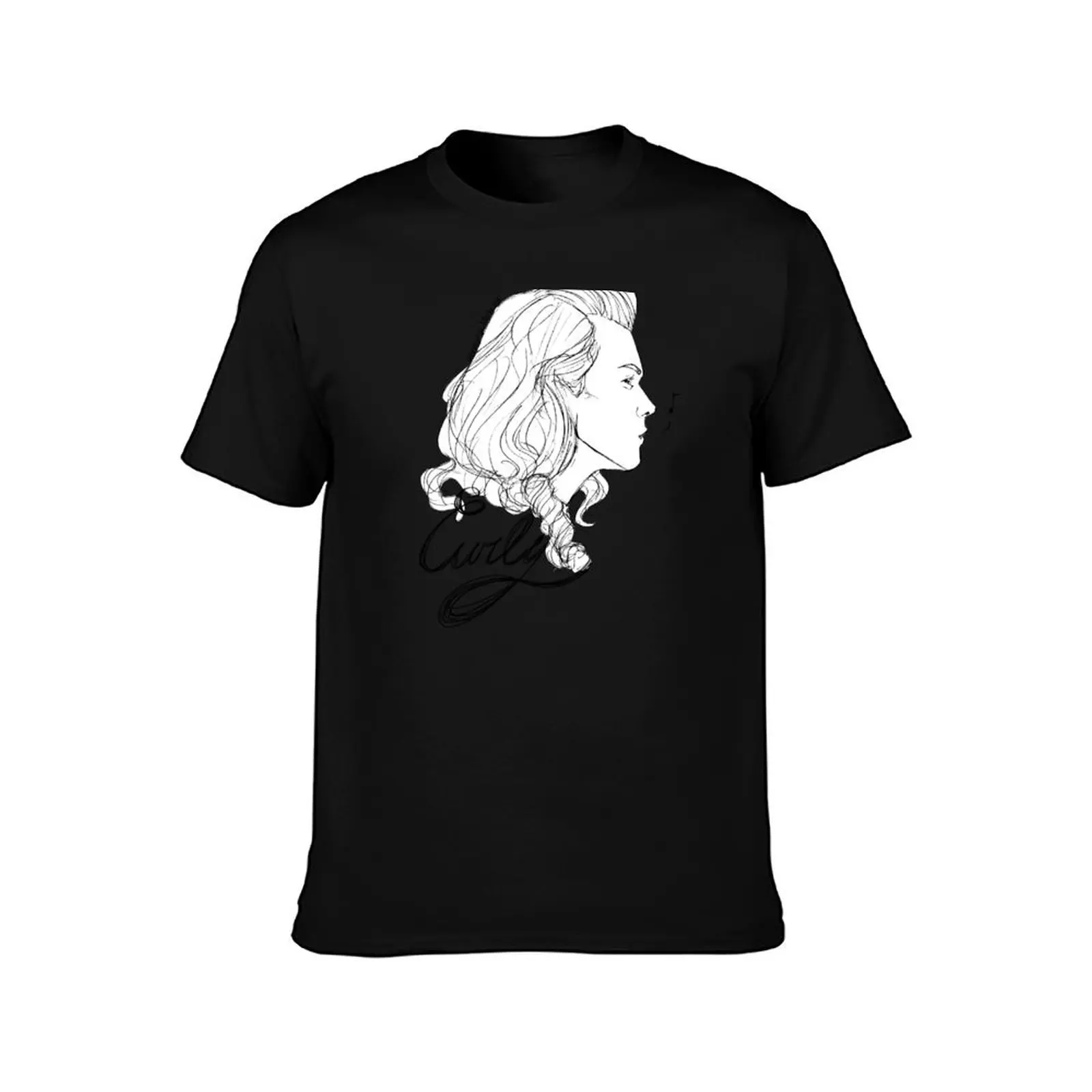 Curly T-Shirt Summer Casual Cotton Tee Oversized Streetwear Tops Vintage Graphic Print Loose Fit Short Sleeve 100% Cotton