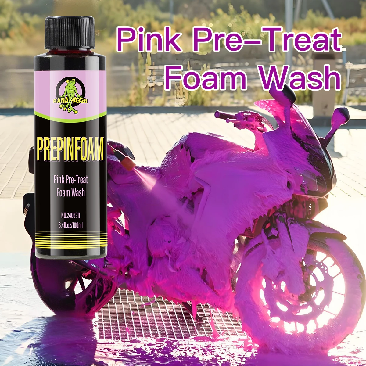 

Спрей для мытья мотоциклов, розовая предварительно литая пена для мытья осадка, предварительно вымытый, плотный и струящийся слой пены, натуральная розовая пена RG311