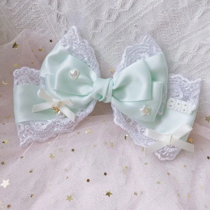 Kawaii Lolita Hair Band, Sweet Hair Band, KC Bow, Grande Hairpin, Acessórios de cabelo