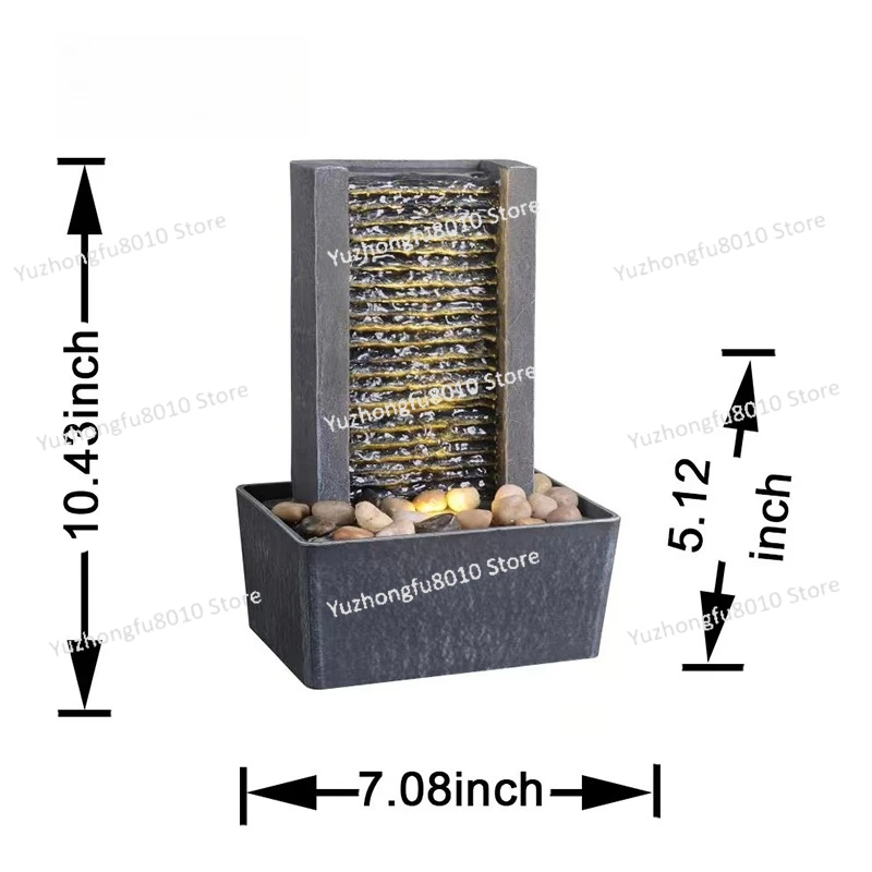 

Tabletop Fountain Indoor Waterfall Rock Fountain LED-Lights Water Feature Waterfall For Modern Home And Office Indoor Decoration