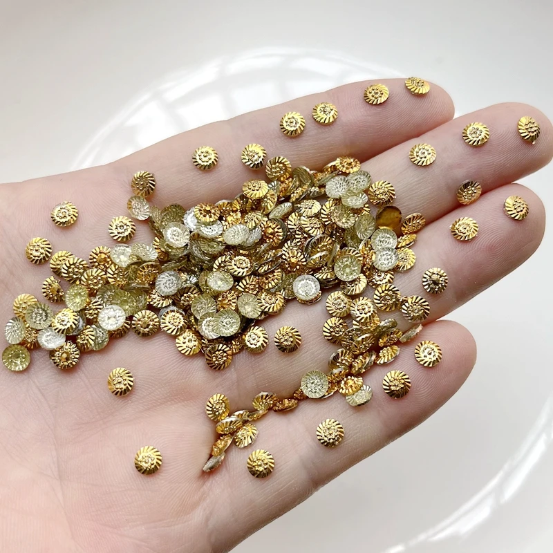 500pcs/pcs 5mm Gold AB Round Flower Rhinestone Sticker Flatback Resin Cabochon Gems Nail Art Crystal Stone with No Stitch