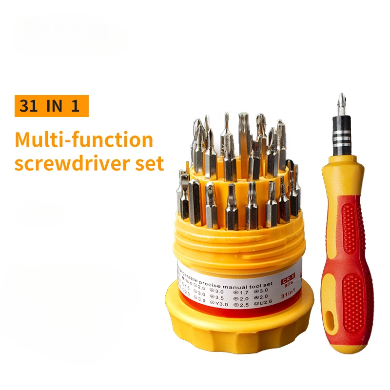 طقم مفك براغي 31 في 1 بمقبض مضاد للانزلاق - أداة دقيقة متعددة الوظائف للإلكترونيات وصيانة المنزل