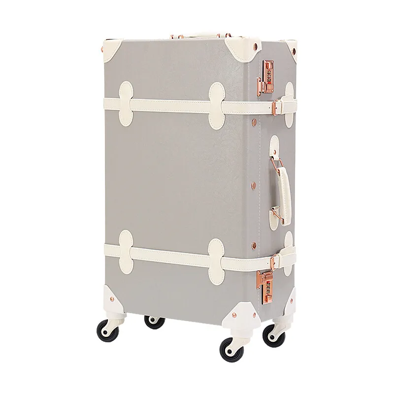 レザーローリング荷物セットスピナー女性ヴィンテージスタイルスーツケース旅行用